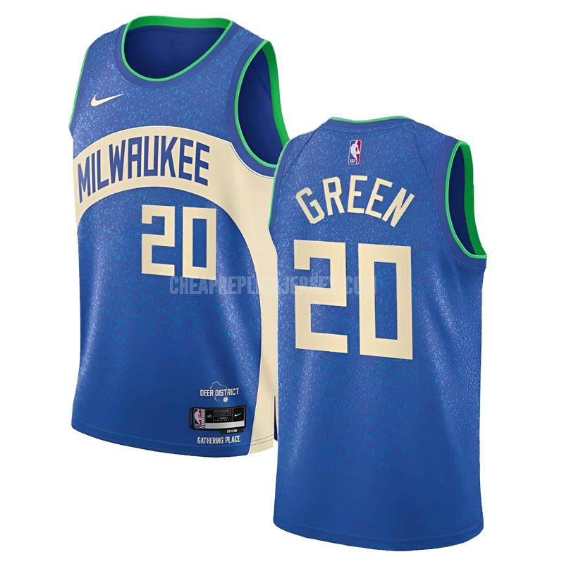 2023-24 men's milwaukee bucks aj green 20 blue city edition replica jersey