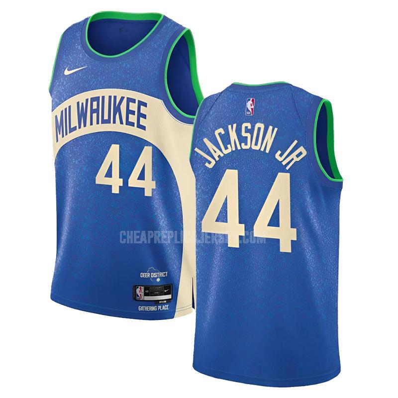 2023-24 men's milwaukee bucks andre jackson jr 44 blue city edition replica jersey