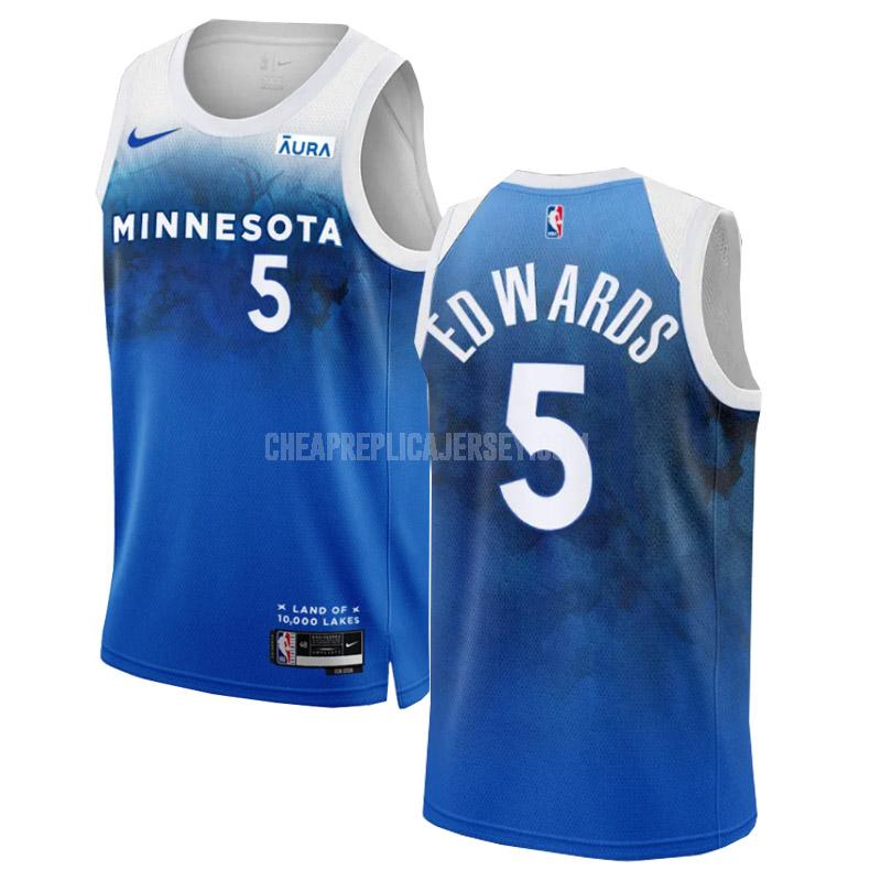 2023-24 men's minnesota timberwolves anthony edwards 5 blue city edition replica jersey