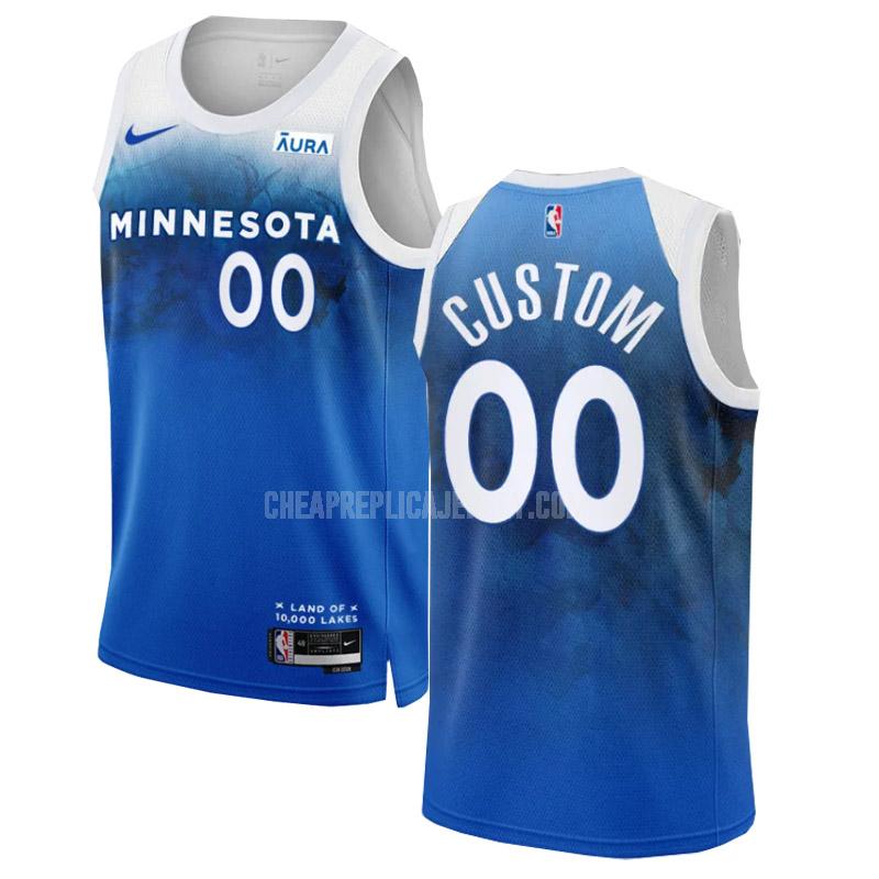 2023-24 men's minnesota timberwolves custom 0 blue city edition replica jersey