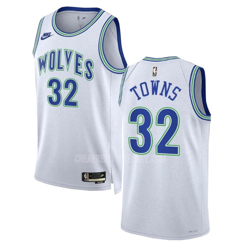 2023-24 men's minnesota timberwolves karl-anthony towns 32 white classic edition replica jersey