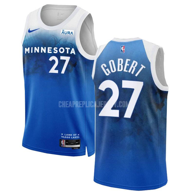 2023-24 men's minnesota timberwolves rudy gobert 27 blue city edition replica jersey