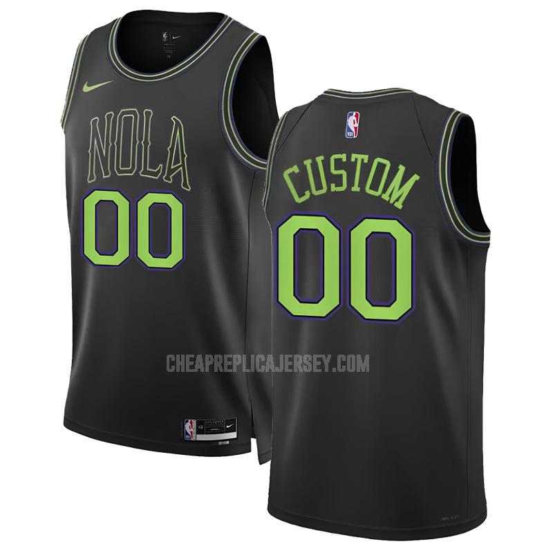 2023-24 men's new orleans pelicans custom 0 black city edition replica jersey