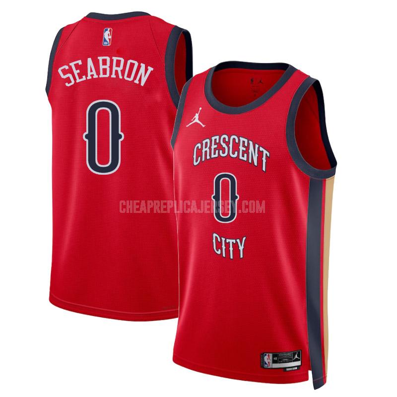 2023-24 men's new orleans pelicans dereon seabron 0 red statement edition replica jersey