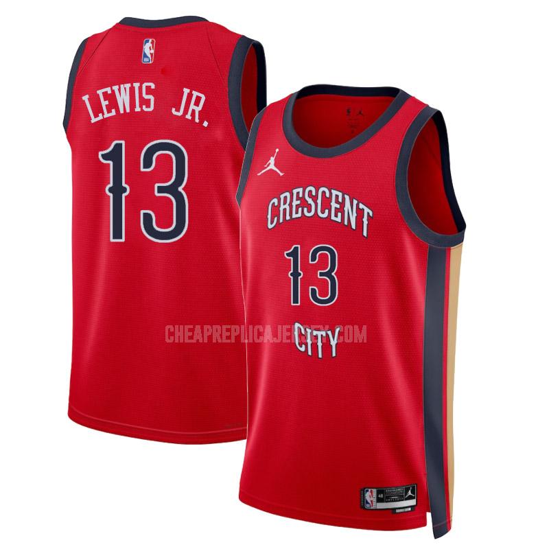 2023-24 men's new orleans pelicans kira lewis jr 13 red statement edition replica jersey