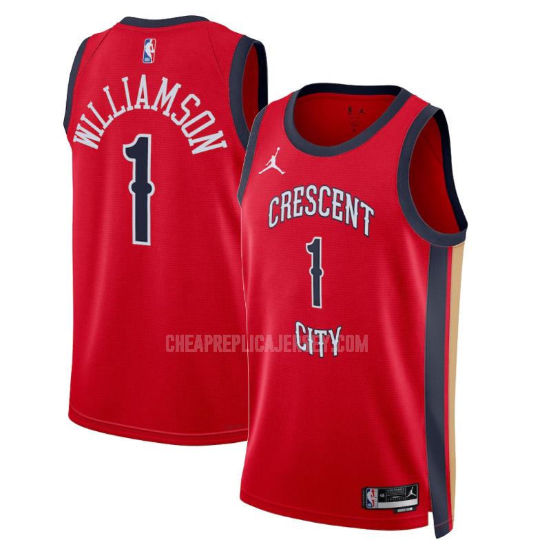 2023-24 men's new orleans pelicans zion williamson 1 red statement edition replica jersey