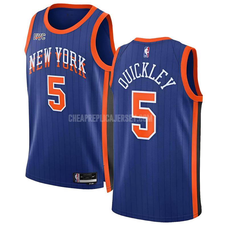 2023-24 men's new york knicks immanuel quickley 5 blue city edition replica jersey