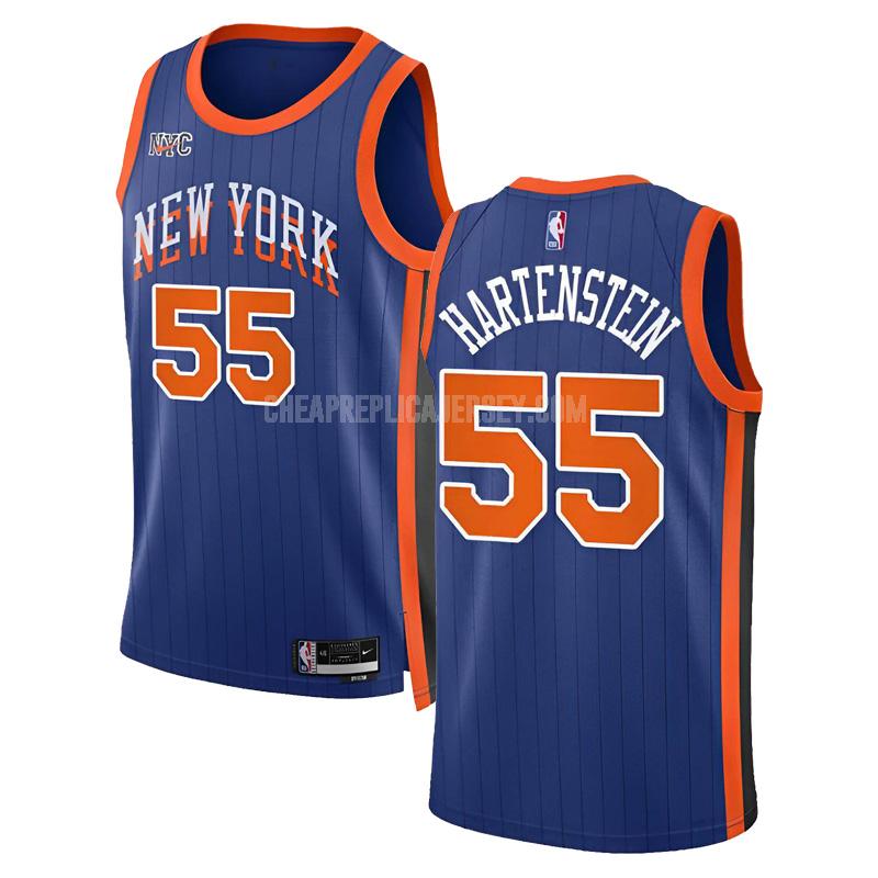 2023-24 men's new york knicks isaiah hartenstein 55 blue city edition replica jersey