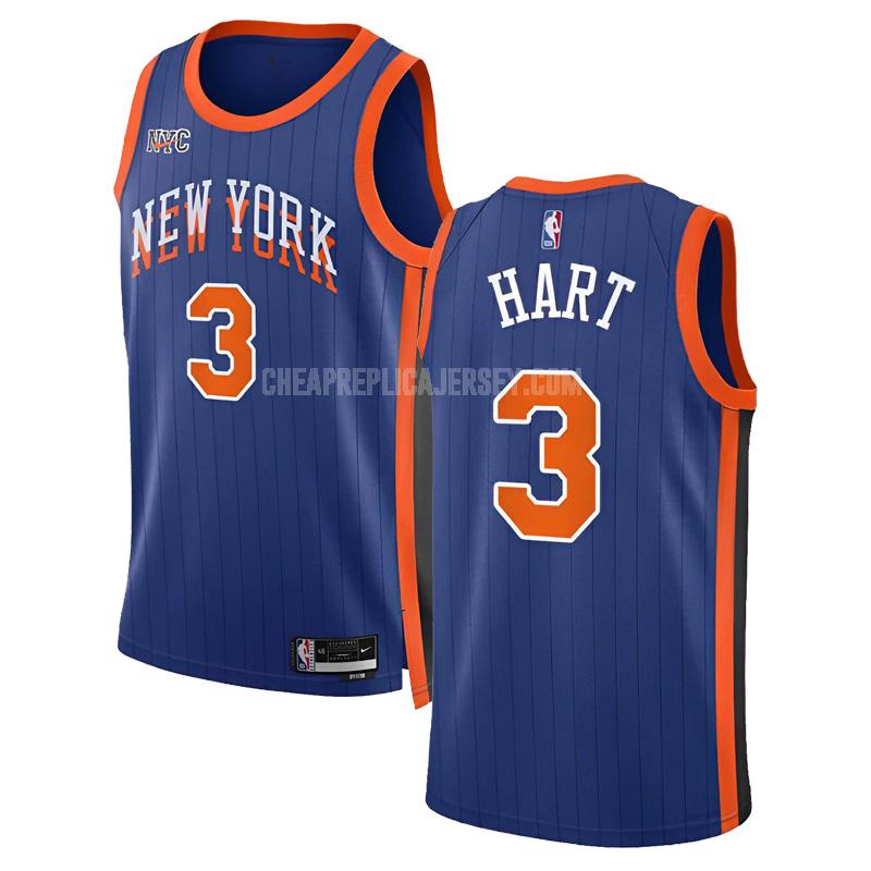 2023-24 men's new york knicks josh hart 3 blue city edition replica jersey
