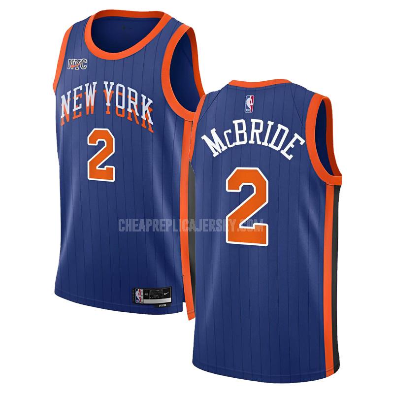 2023-24 men's new york knicks miles mcbride 2 blue city edition replica jersey