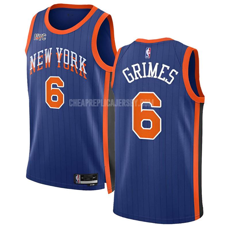 2023-24 men's new york knicks quentin grimes 6 blue city edition replica jersey