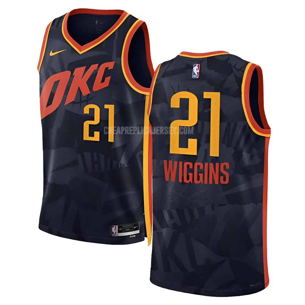 2023-24 men's oklahoma city thunder aaron wiggins 21 black city edition replica jersey