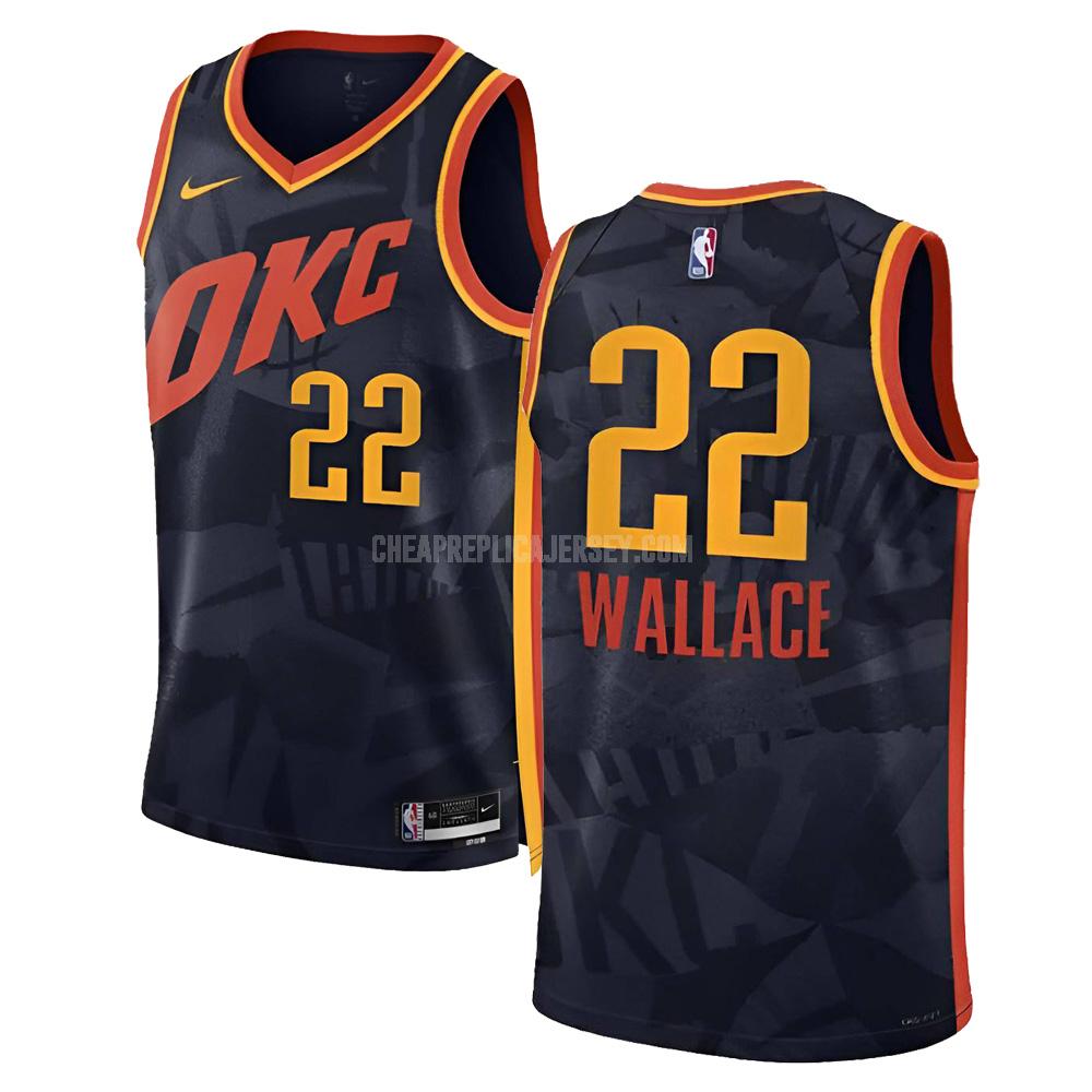 2023-24 men's oklahoma city thunder cason wallace 22 black city edition replica jersey