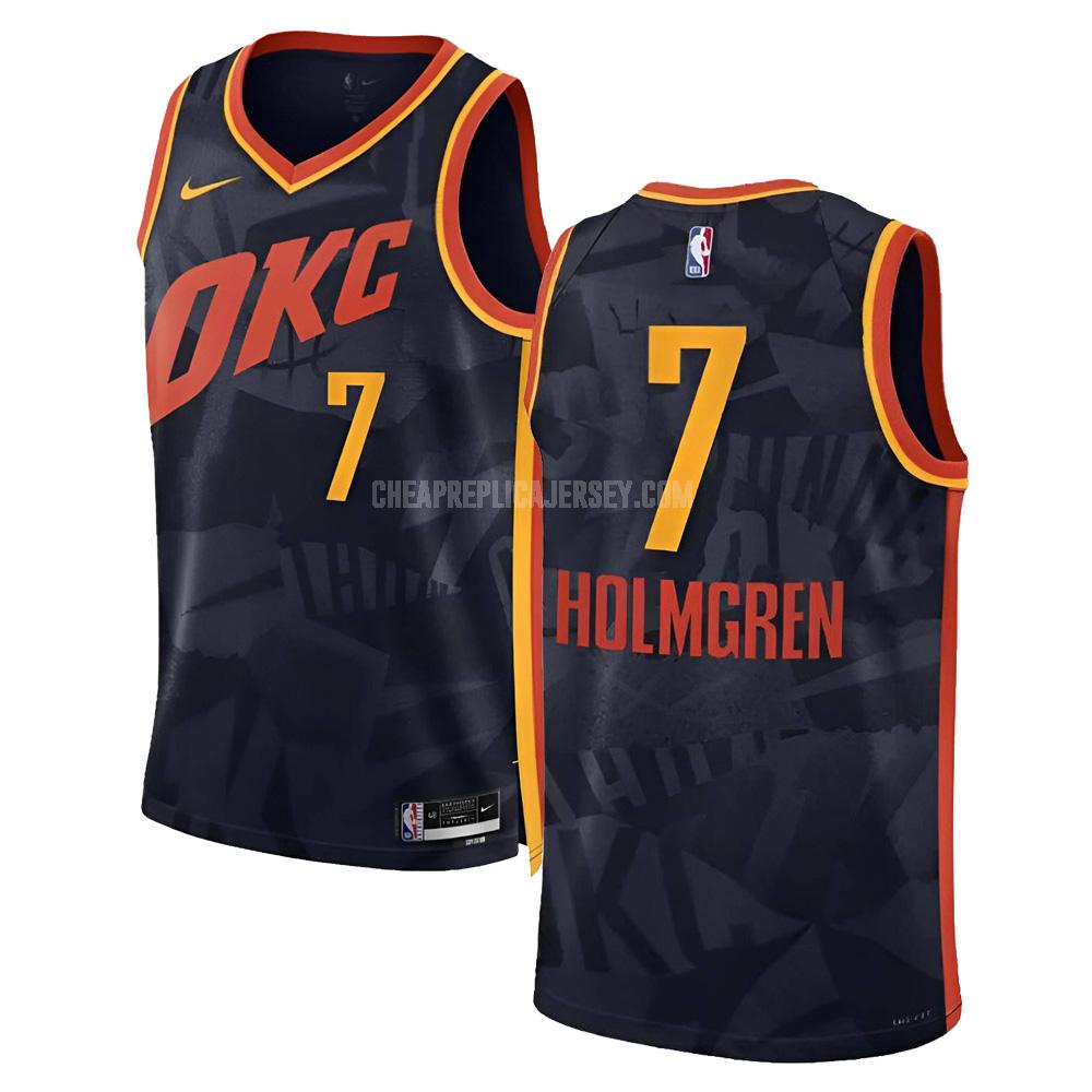2023-24 men's oklahoma city thunder chet holmgren 7 black city edition replica jersey