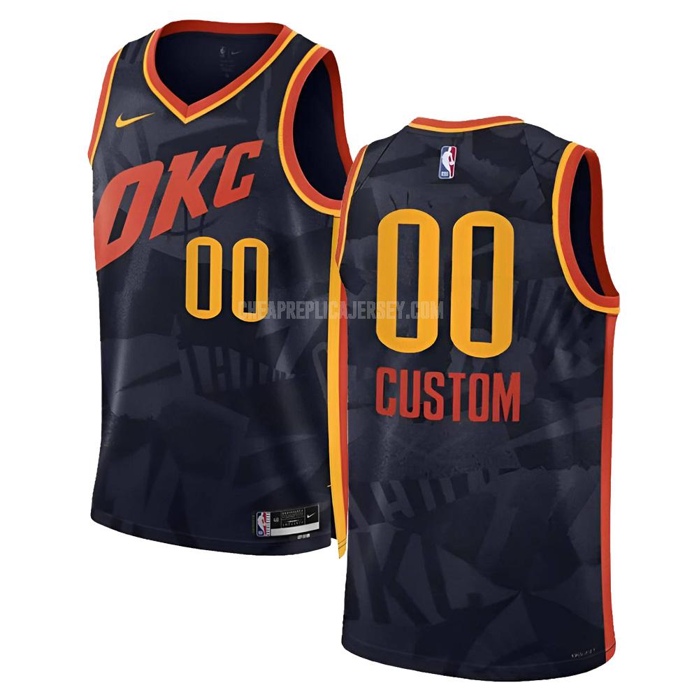 2023-24 men's oklahoma city thunder custom 0 black city edition replica jersey