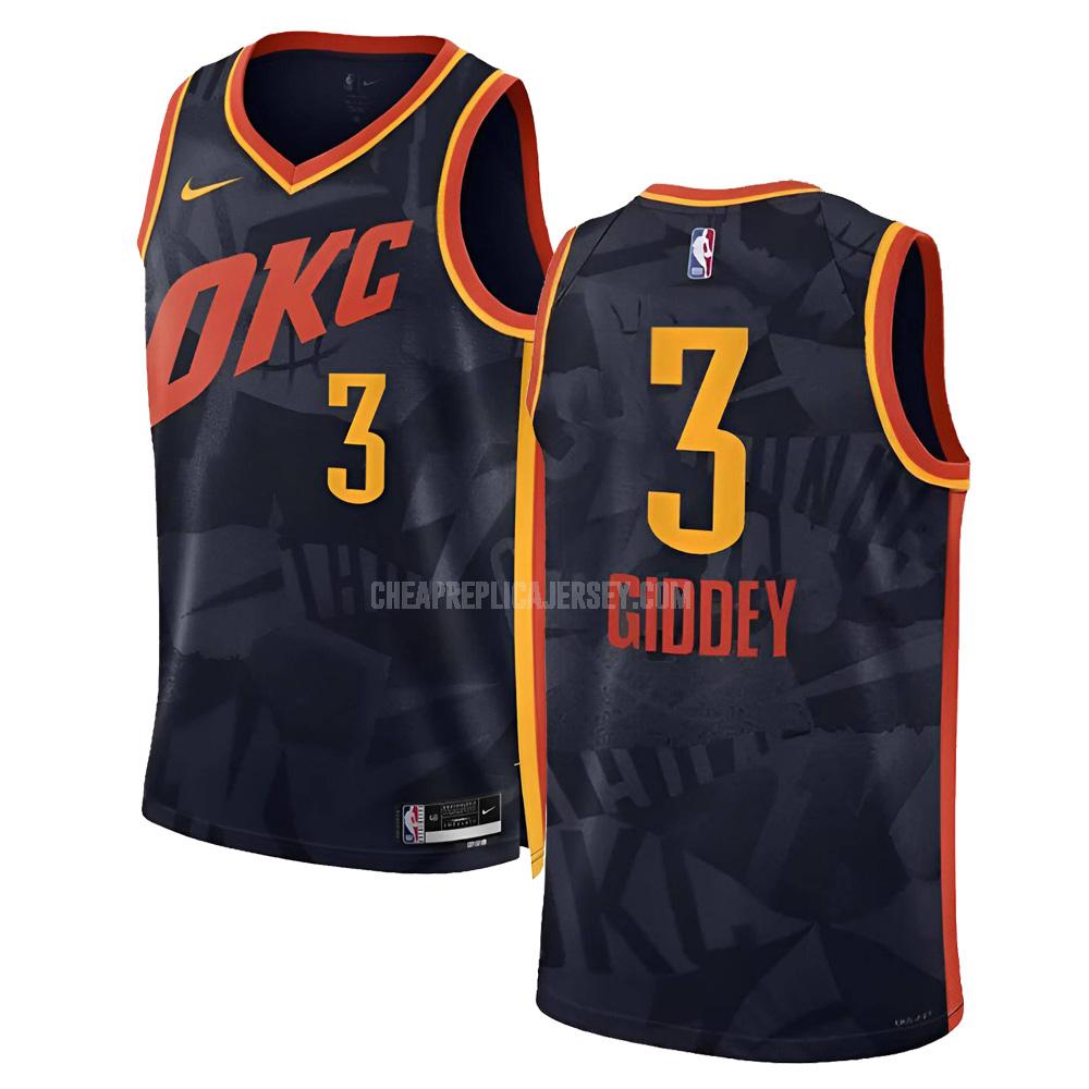 2023-24 men's oklahoma city thunder josh giddey 3 black city edition replica jersey