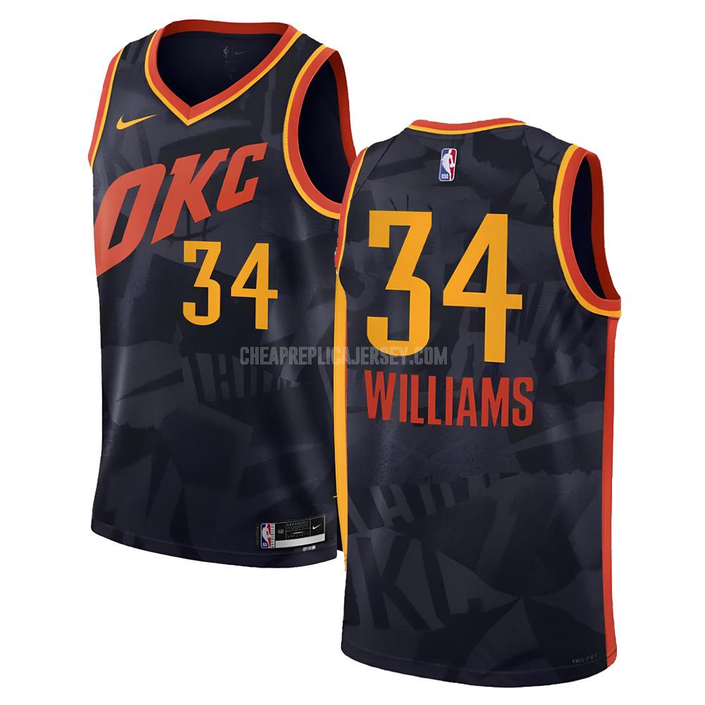 2023-24 men's oklahoma city thunder kenrich williams 34 black city edition replica jersey