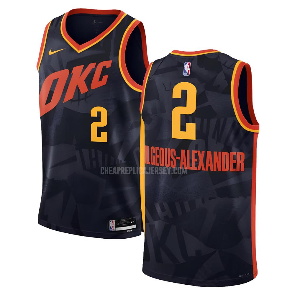 2023-24 men's oklahoma city thunder shai gilgeous-alexander 2 black city edition replica jersey