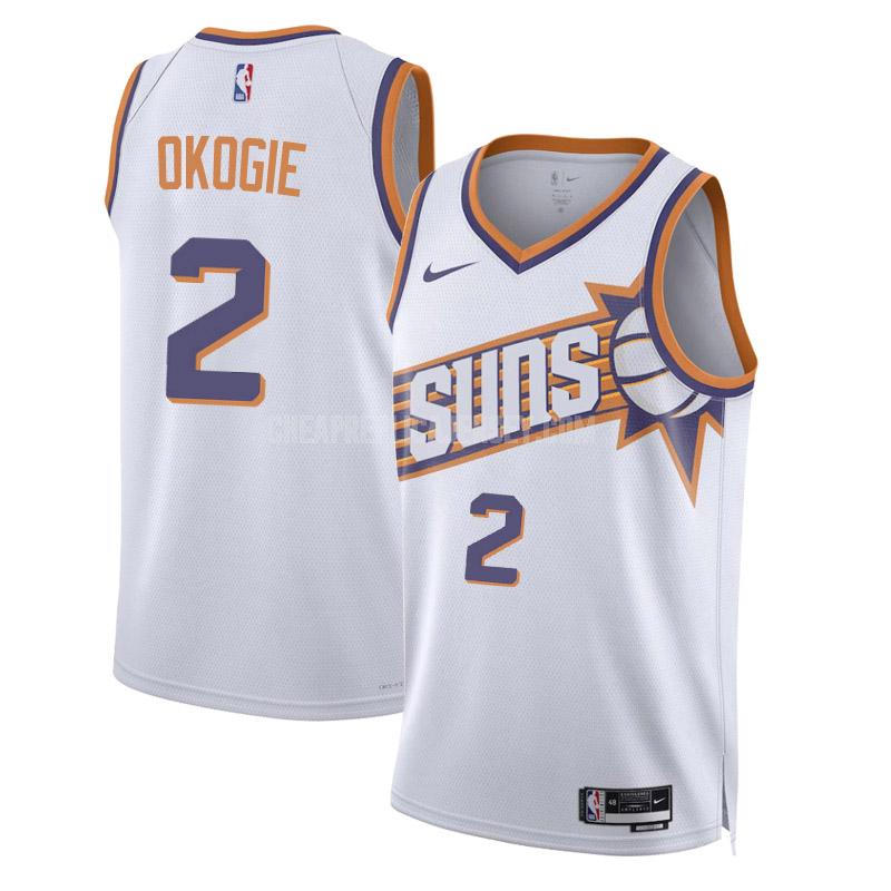 2023-24 men's phoenix suns josh okogie 2 white association edition replica jersey