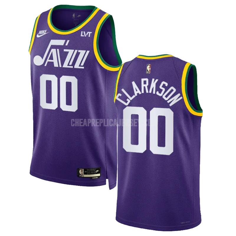 2023-24 men's utah jazz jordan clarkson 0 purple classic edition replica jersey