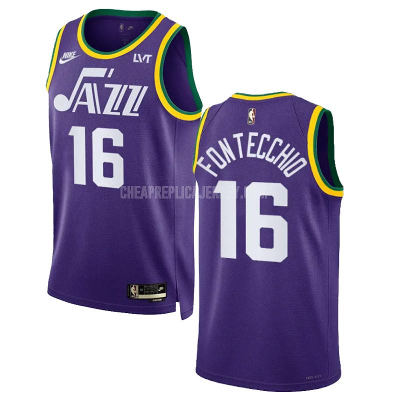 2023-24 men's utah jazz simone fontecchio 16 purple classic edition replica jersey
