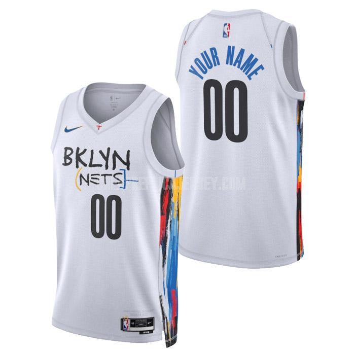 2023 men's brooklyn nets custom white city edition replica jersey