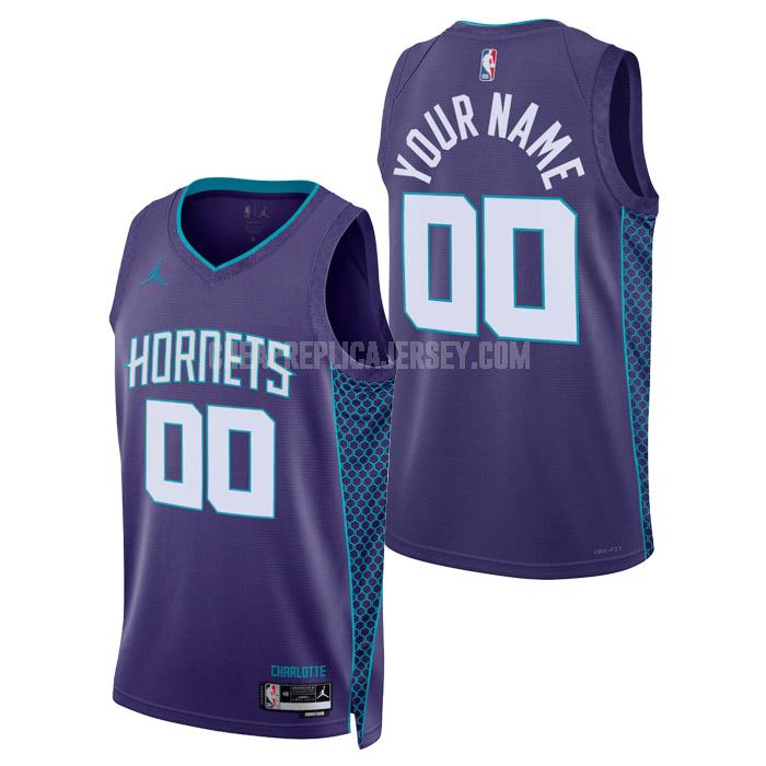 2023 men's charlotte hornets custom purple statement edition replica jersey