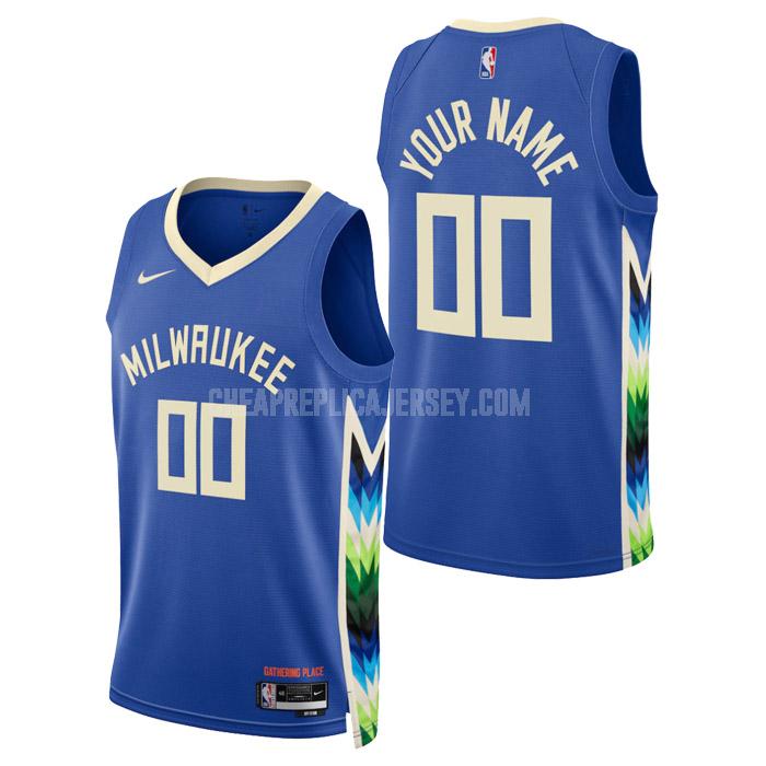 2023 men's milwaukee bucks custom blue city edition replica jersey