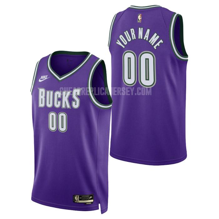2023 men's milwaukee bucks custom purple classic edition replica jersey