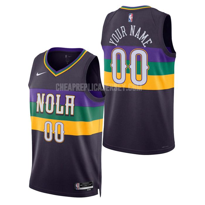 2023 men's new orleans pelicans custom black city edition replica jersey