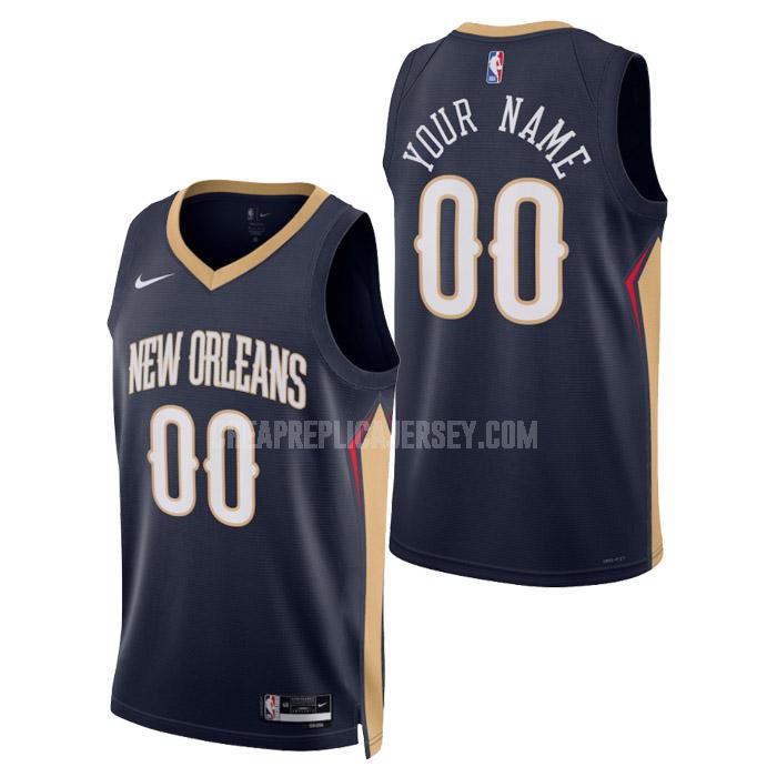 2023 men's new orleans pelicans custom navy icon edition replica jersey