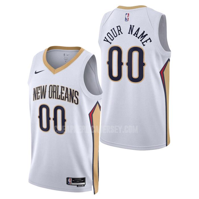 2023 men's new orleans pelicans custom white association edition replica jersey