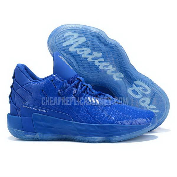 bkt527 men's blue damian lillard dame 7 adidas basketball shoes