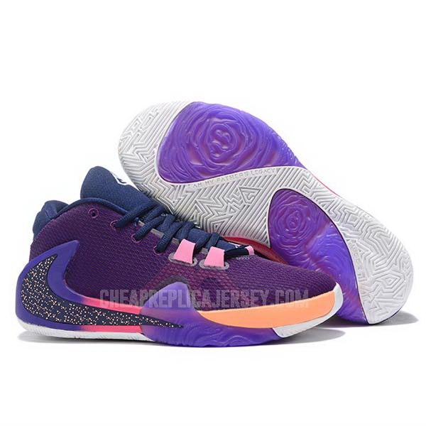 bkt703 women's purple giannis antetokounmpo zoom freak 1 nike basketball shoes