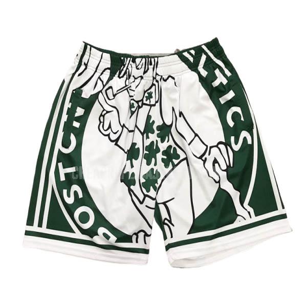 boston celtics white green big face nba shorts