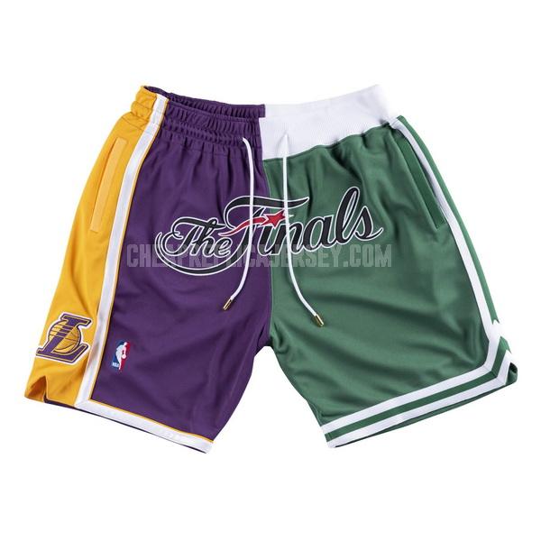 los angeles lakers vs boston celtics purple-green nba shorts