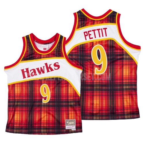 men's atlanta hawks bob pettit 9 red hardwood classics replica jersey