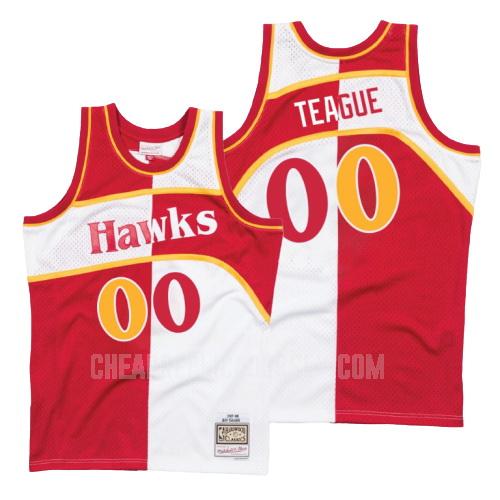 men's atlanta hawks jeff teague 0 red white split hardwood classics replica jersey