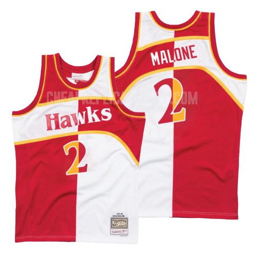 men's atlanta hawks moses malone 2 red white split hardwood classics replica jersey