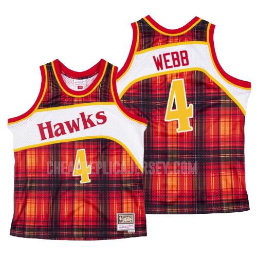 men's atlanta hawks spud webb 4 red hardwood classics replica jersey