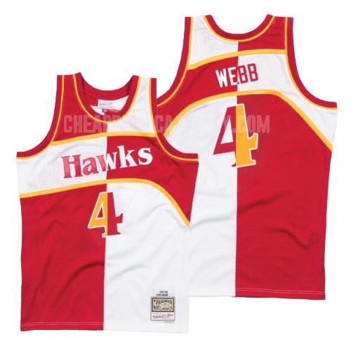 men's atlanta hawks spud webb 4 red white split hardwood classics replica jersey