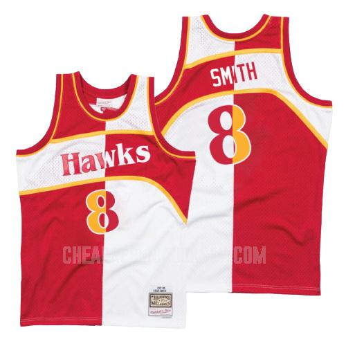 men's atlanta hawks steve smith 8 red white split hardwood classics replica jersey