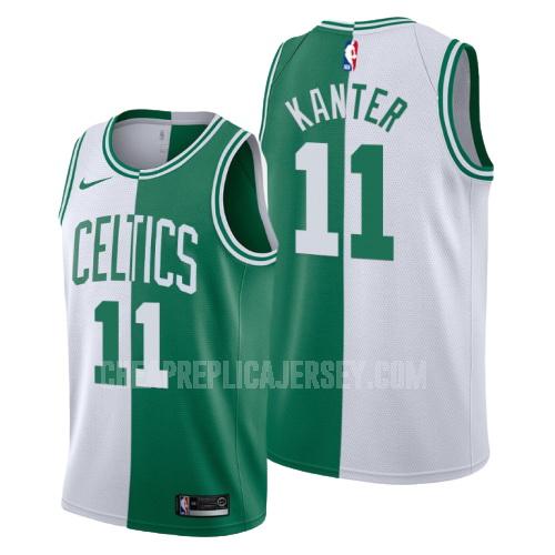 men's boston celtics enes kanter 11 white green split replica jersey
