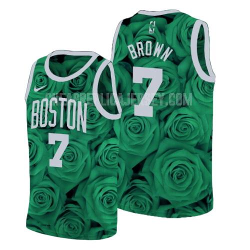 men's boston celtics jaylen brown 7 green rose flower replica jersey