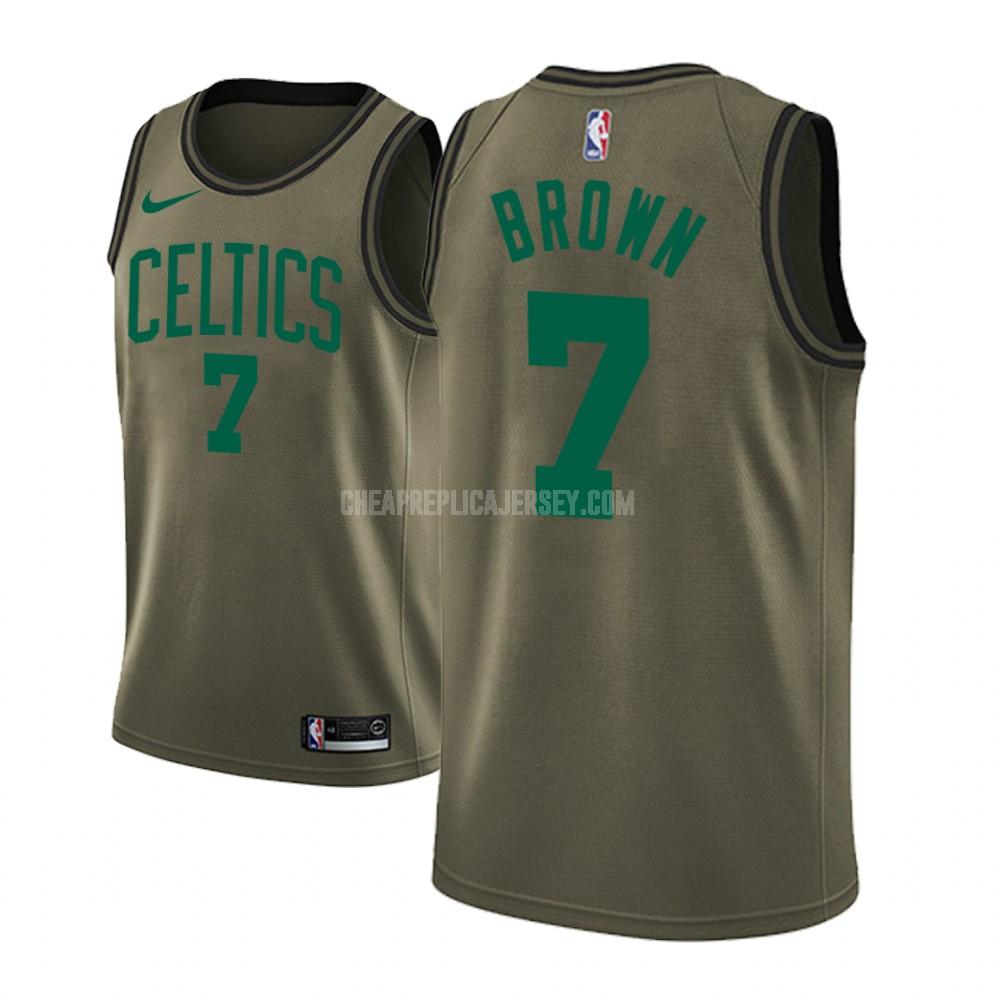 men's boston celtics jaylen brown 7 military green fashion edition replica jersey