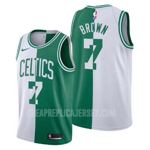 men's boston celtics jaylen brown 7 white green split replica jersey