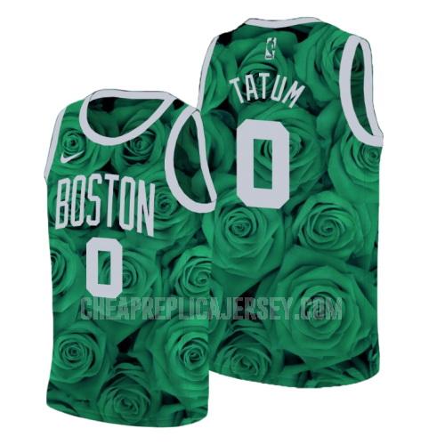 men's boston celtics jayson tatum 0 green rose flower replica jersey