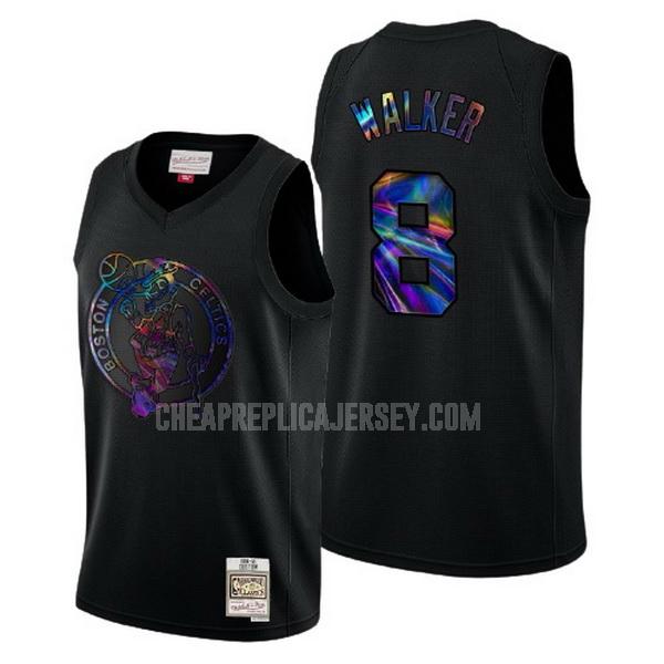 men's boston celtics kemba walker 8 black logo holographic replica jersey