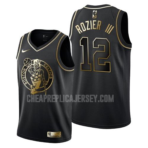 men's boston celtics terry rozier 12 black golden edition replica jersey