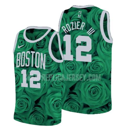 men's boston celtics terry rozier 12 green rose flower replica jersey